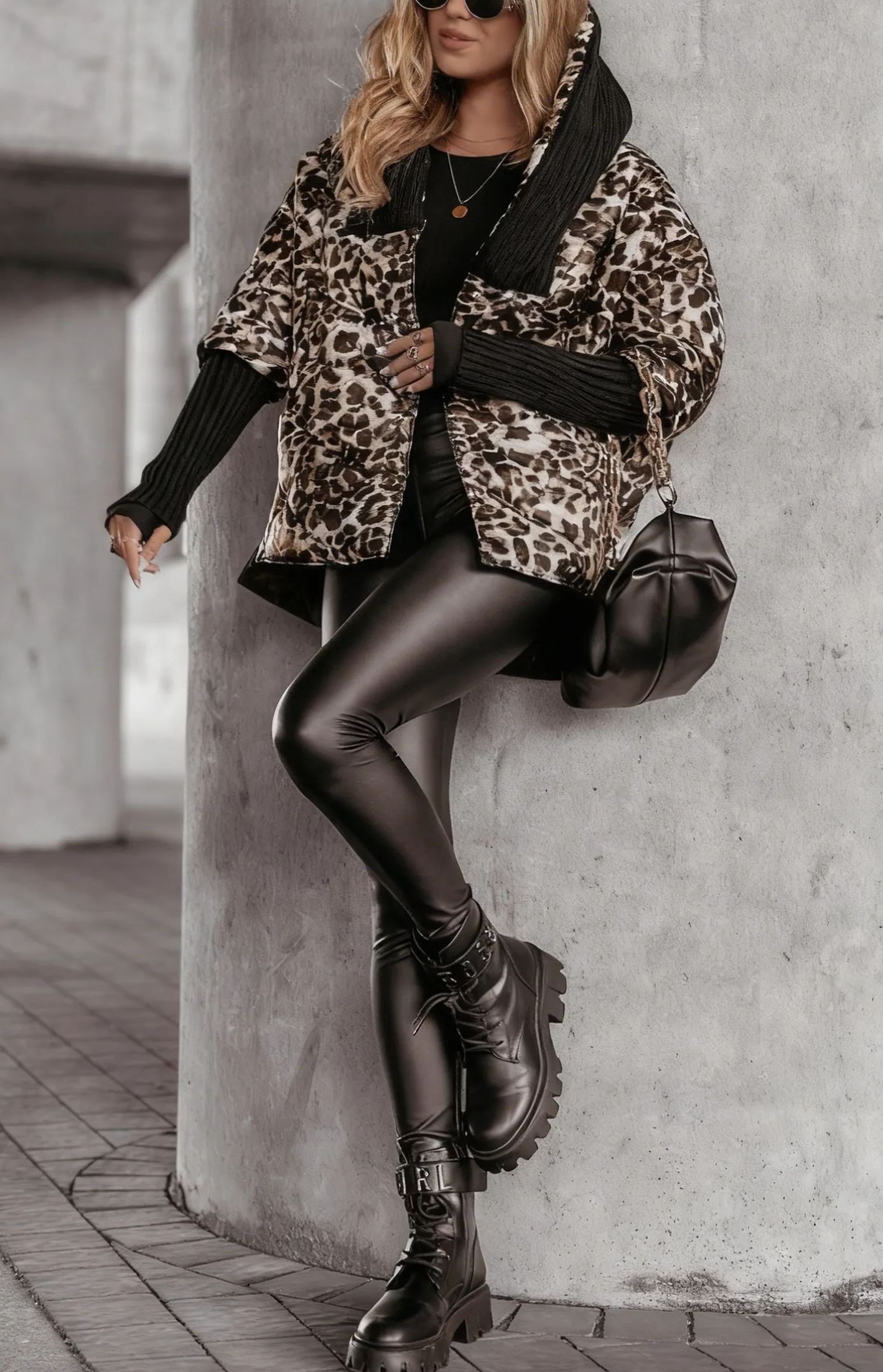 Burgundy Oversized Hooded Jacket