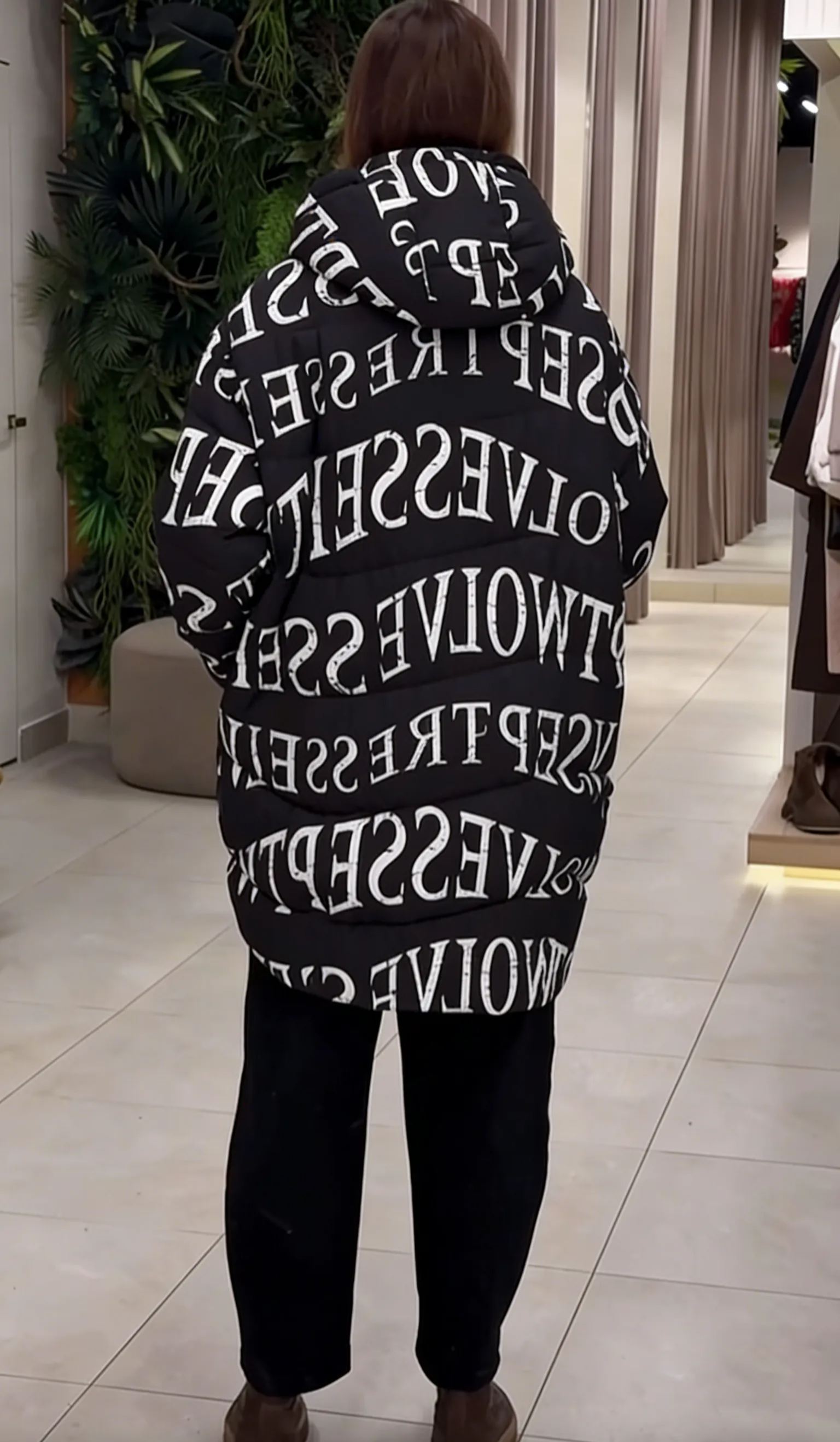 Graphic-Print Hooded Puffer Jacket