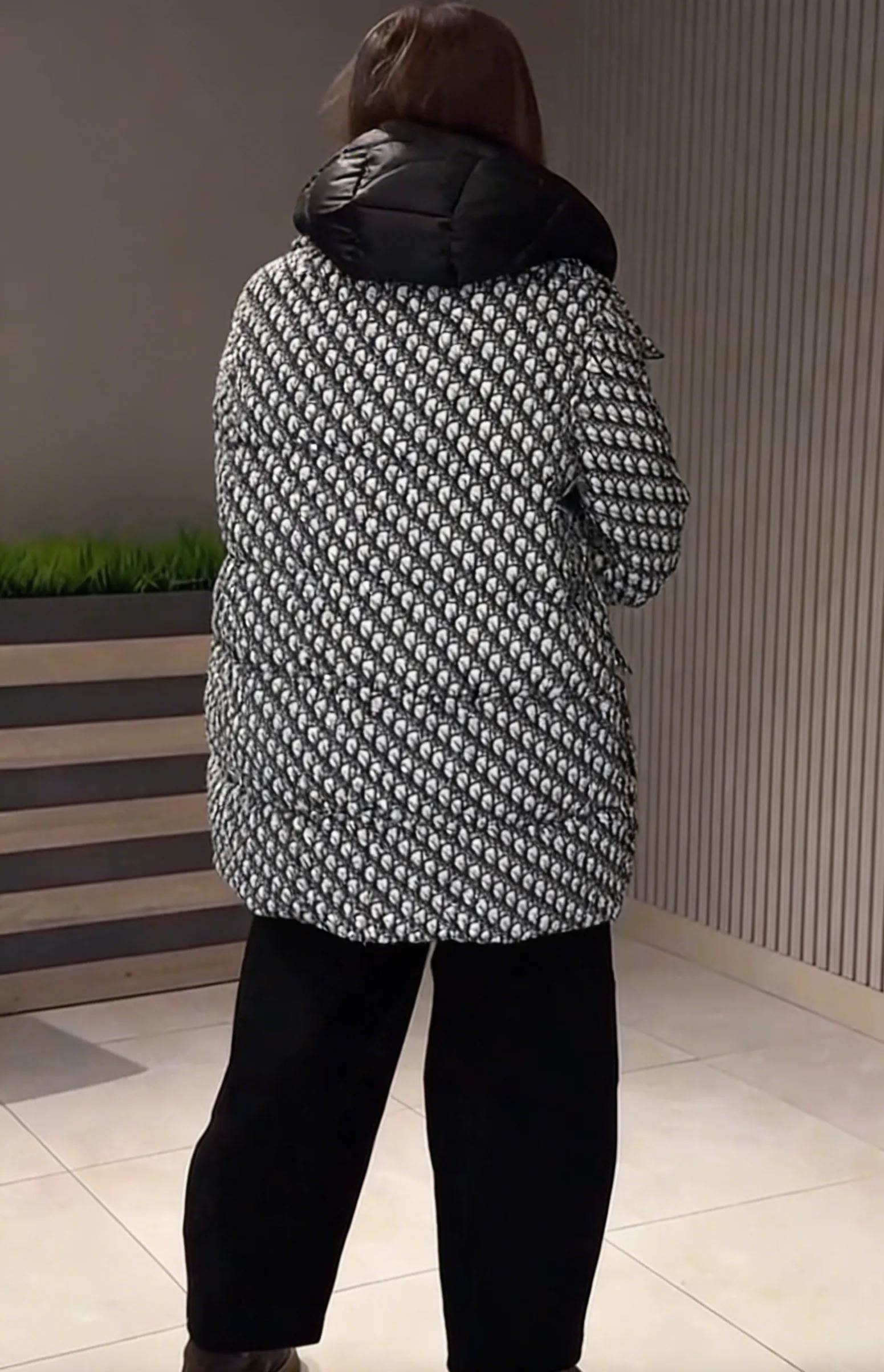 Two-Piece Style Hooded Printed Down Jacket