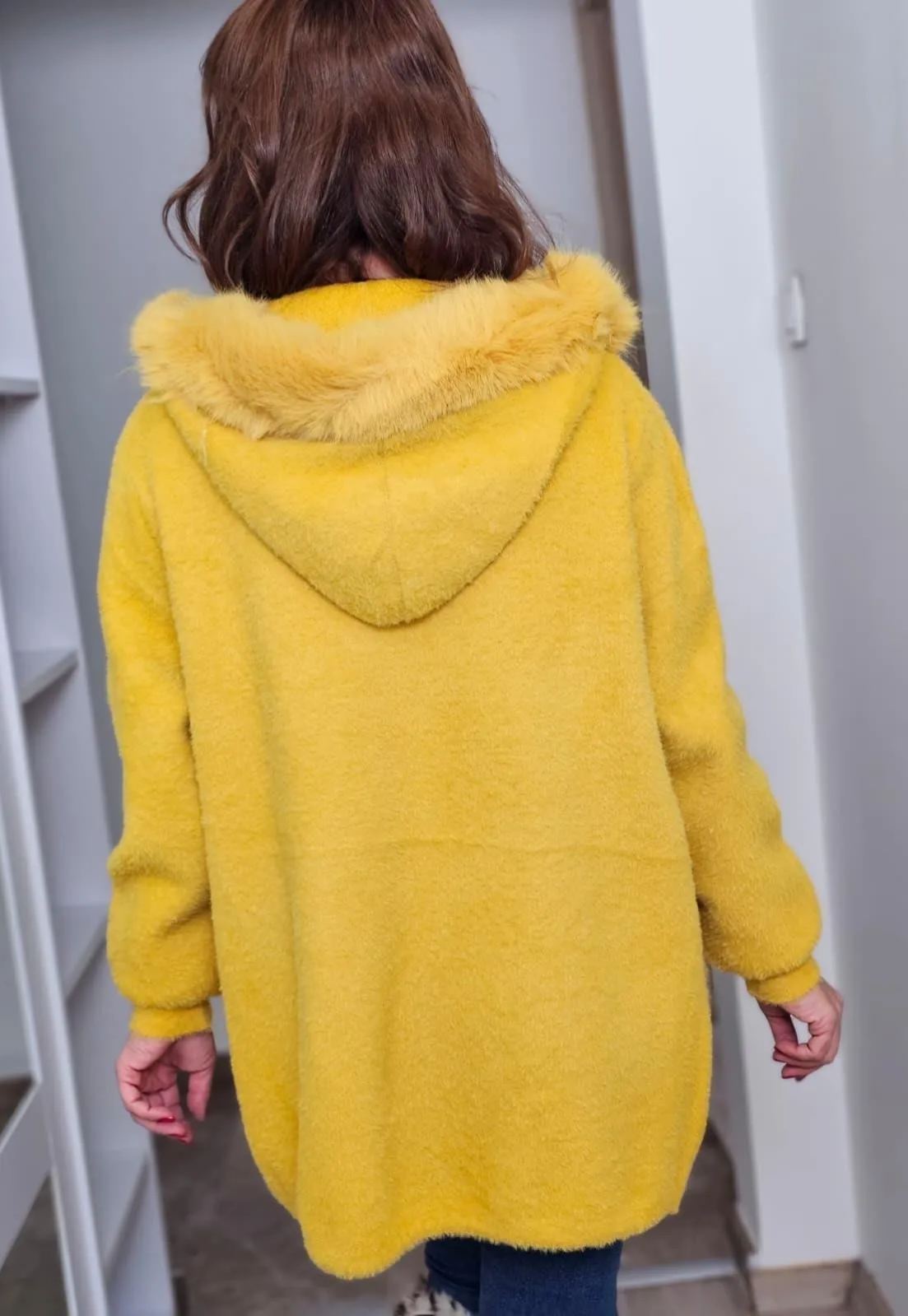 Faux Fur-Accented Teddy Puffer Coat