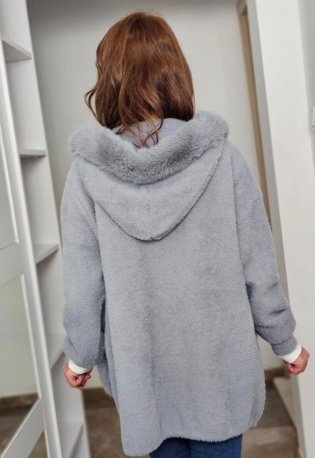 Faux Fur-Accented Teddy Puffer Coat