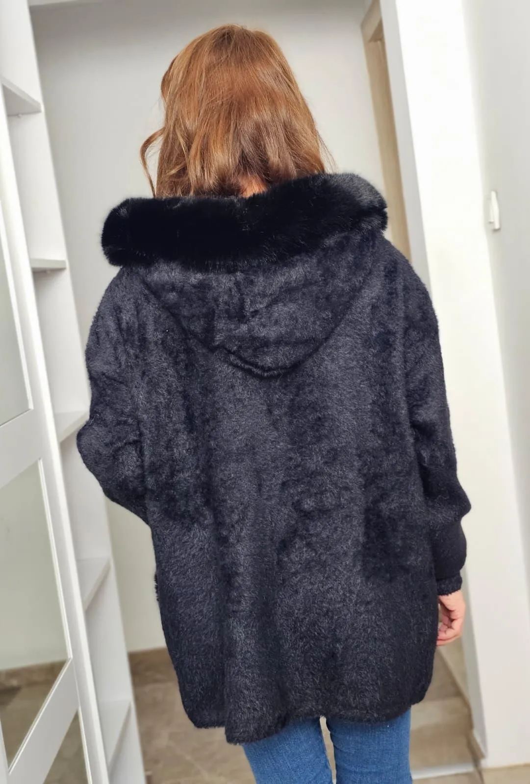 Faux Fur-Accented Teddy Puffer Coat