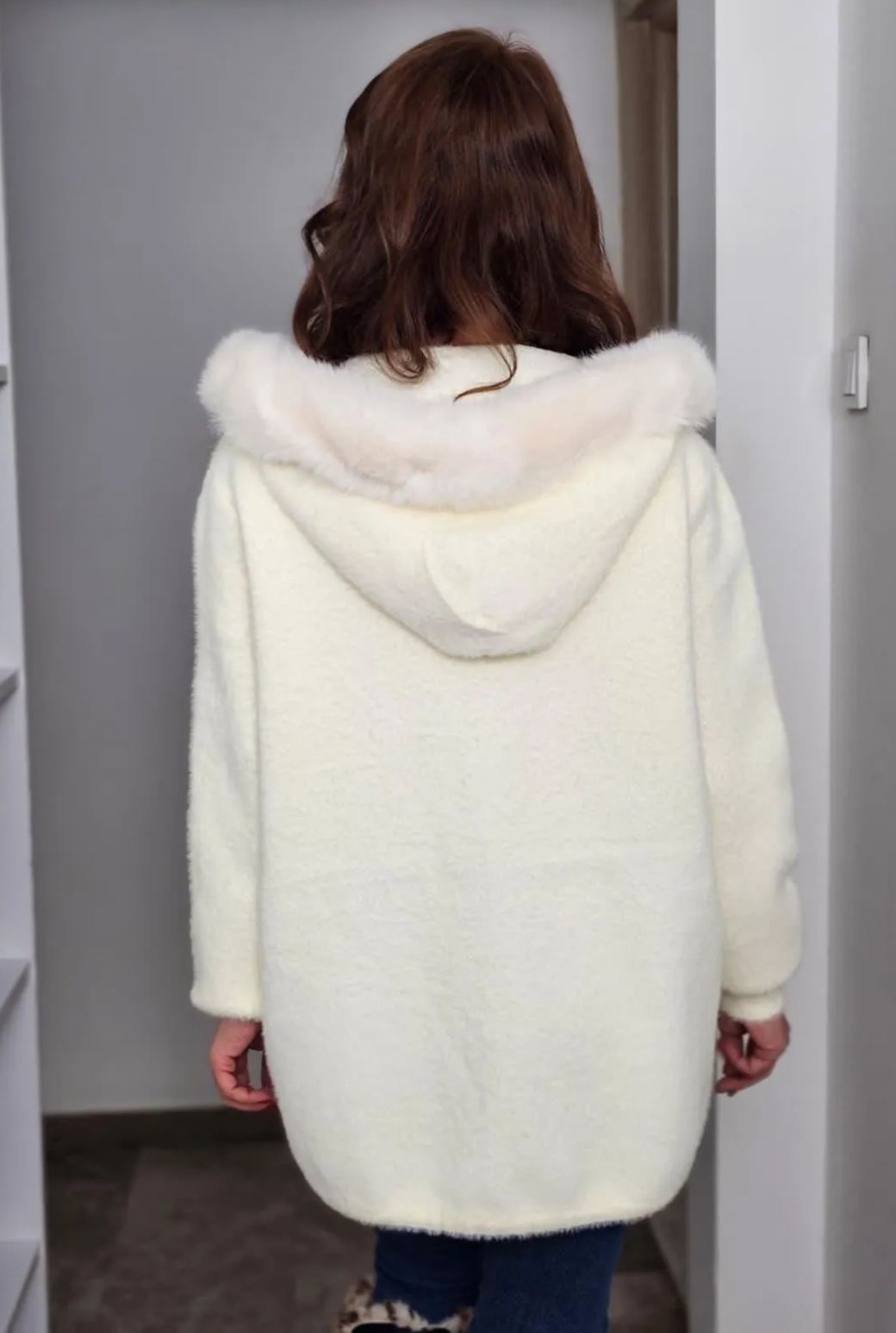 Faux Fur-Accented Teddy Puffer Coat