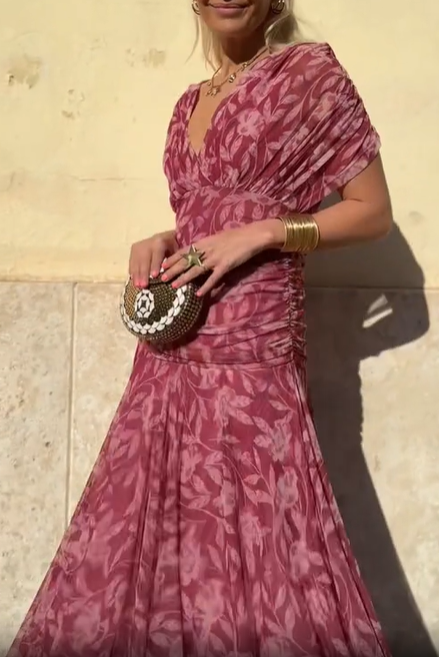 Off-shoulder floral dress