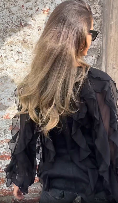 Ruffled Sheer Button - Front Blouse