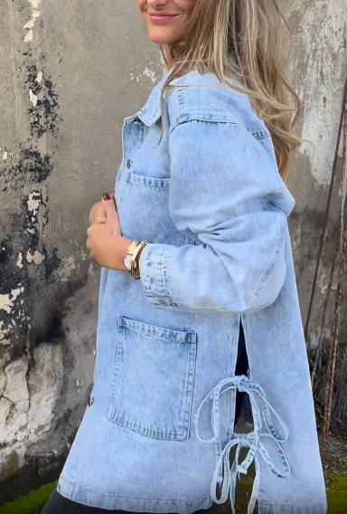 Denim Jacket with Side Ties