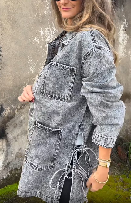 Denim Jacket with Side Ties