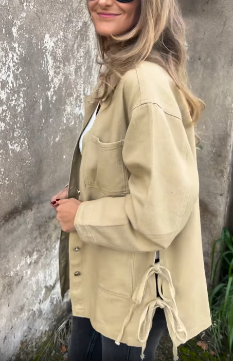 Denim Jacket with Side Ties