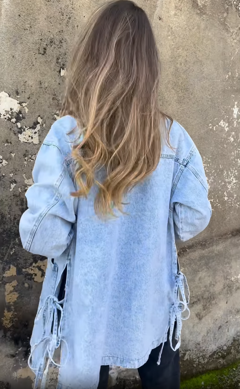 Denim Jacket with Side Ties