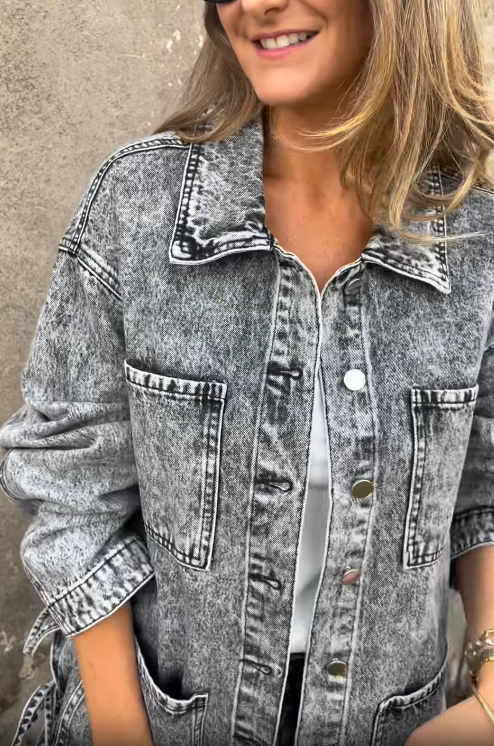 Denim Jacket with Side Ties