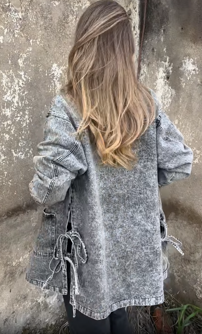 Denim Jacket with Side Ties