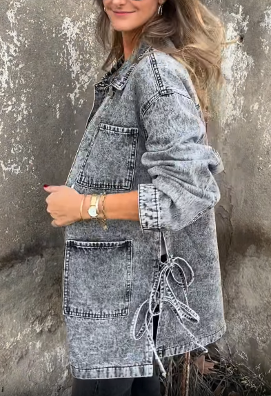 Denim Jacket with Side Ties
