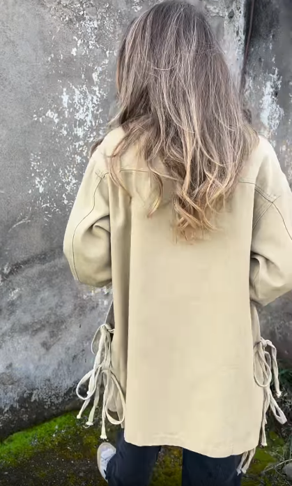 Denim Jacket with Side Ties