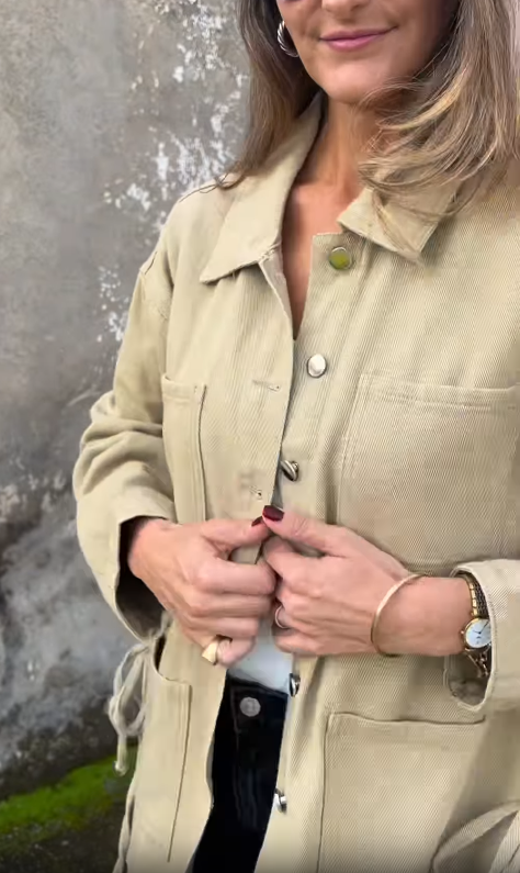 Denim Jacket with Side Ties