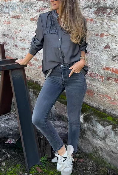 Ruffled Button - Front Blouse