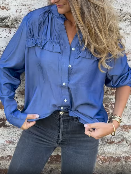 Ruffled Button - Front Blouse