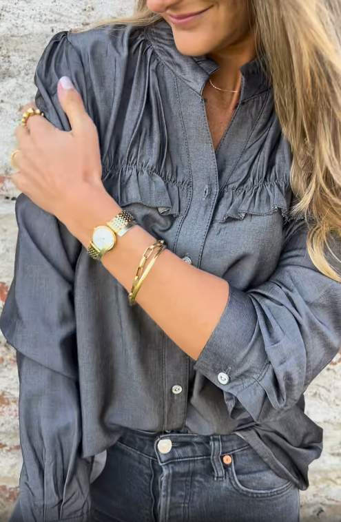 Ruffled Button - Front Blouse