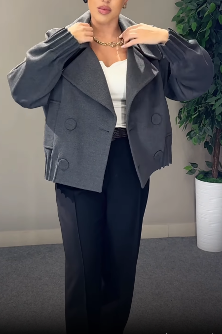 Double - Breasted Cropped Jacket