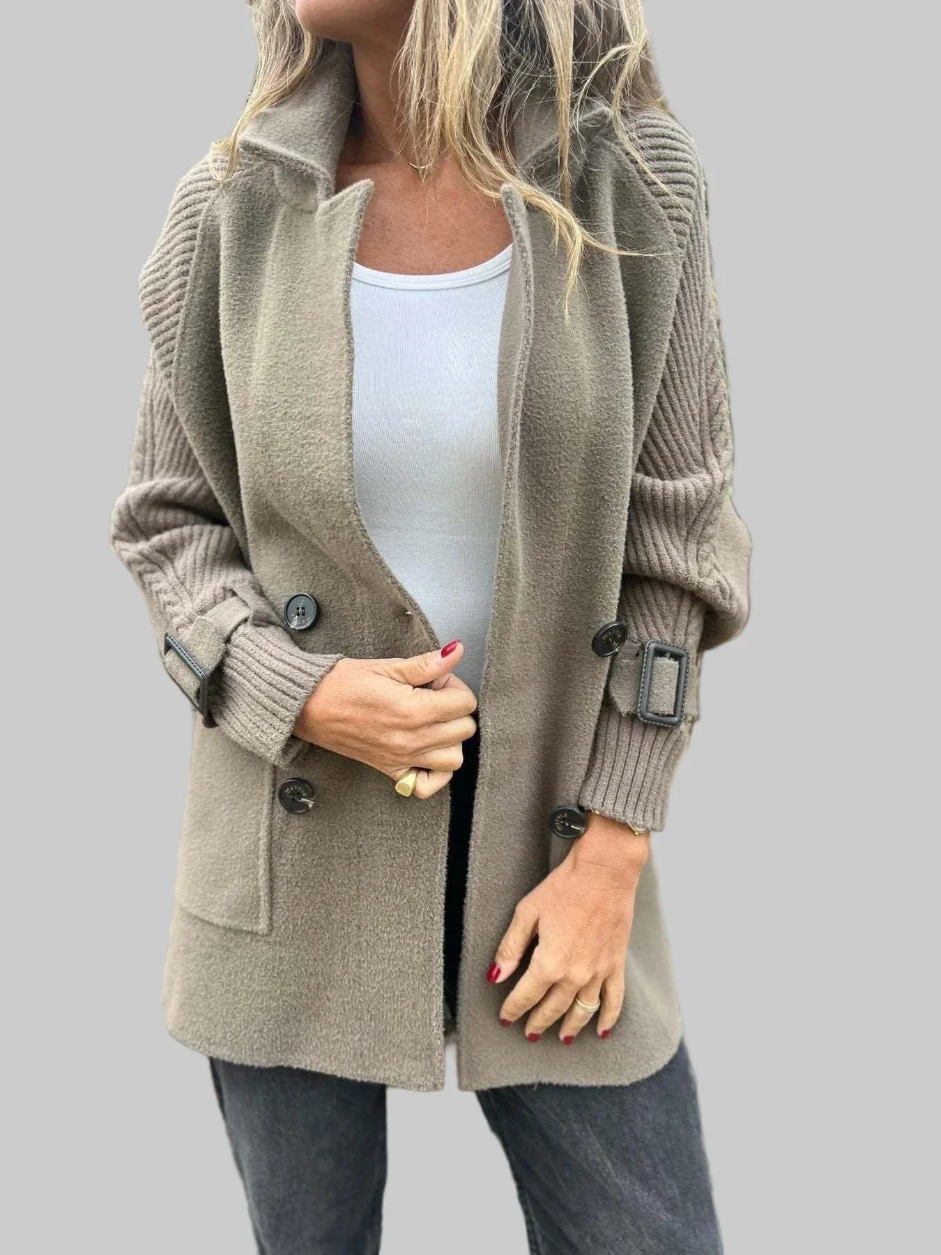 Knit - Sleeve Wool Coat