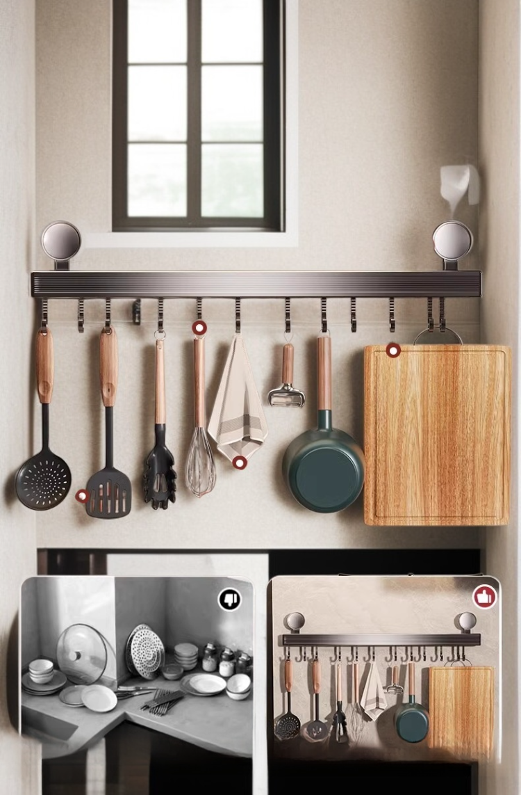 Multifunktions Haken Rack ohne Bohren