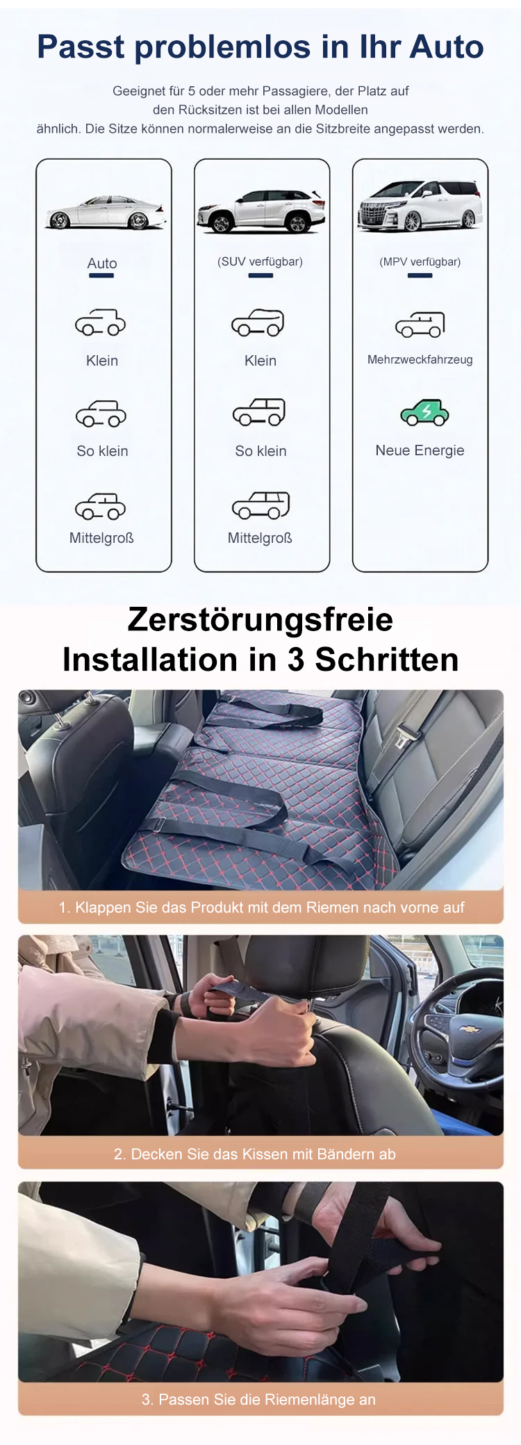 Bequeme Schlafunterlage für Auto und Zelt