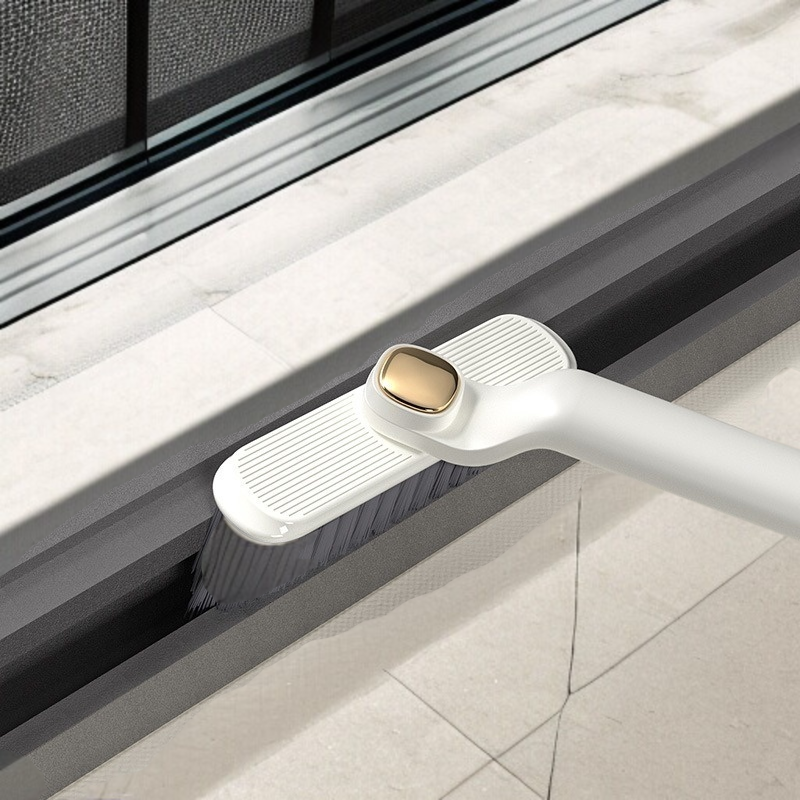 Fugenreinigungsbürste mit harten Borsten im Einsatz im Badezimmer