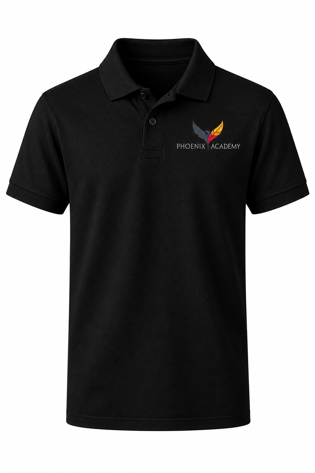 Classic Comfort Polo (unisex) - Black, with Phoenix Academy Logo