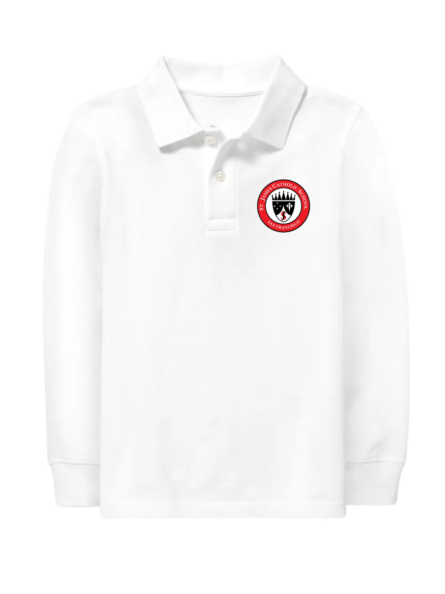 Classic Comfort Long Sleeve Polo (unisex) - White - STJ
