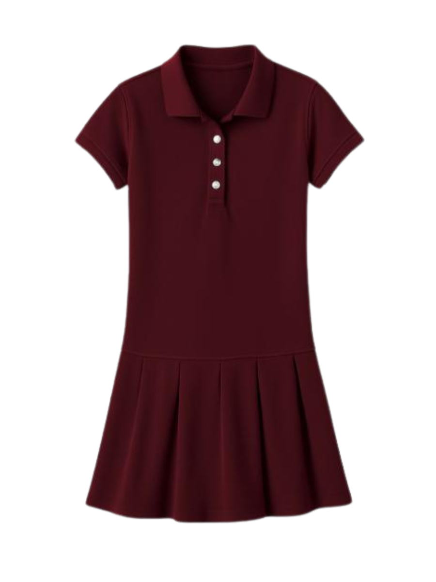 Pleated Polo Dress - Burgundy