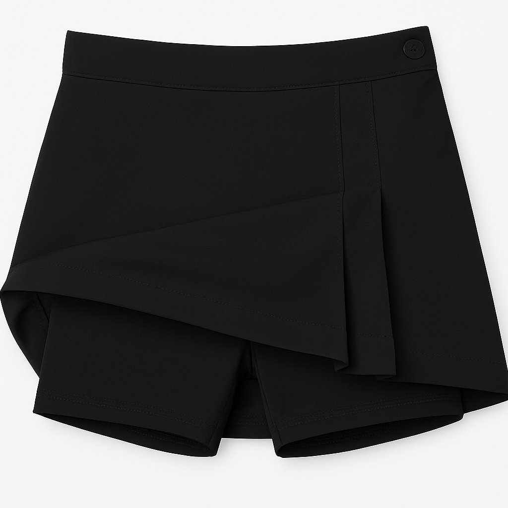 Double Pleat Skort  - Black