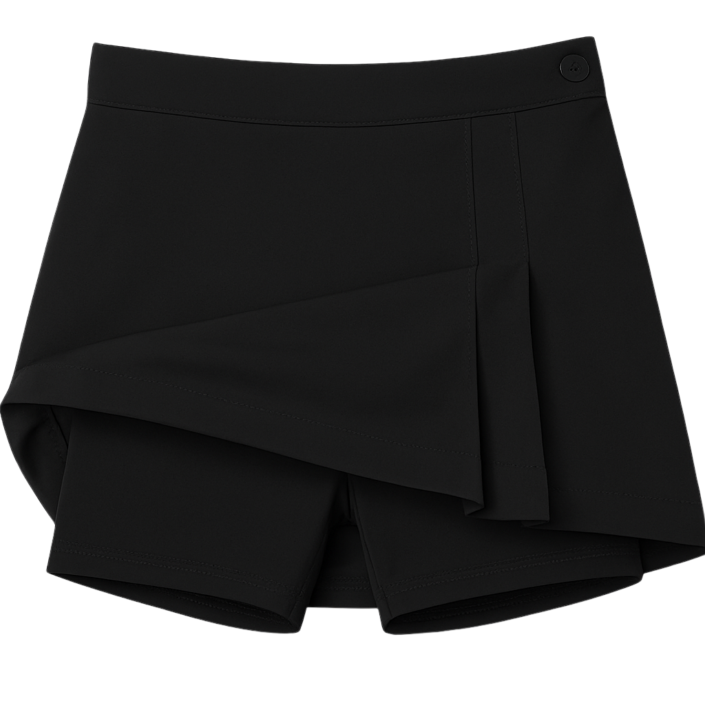 Double Pleat Skort  - Black