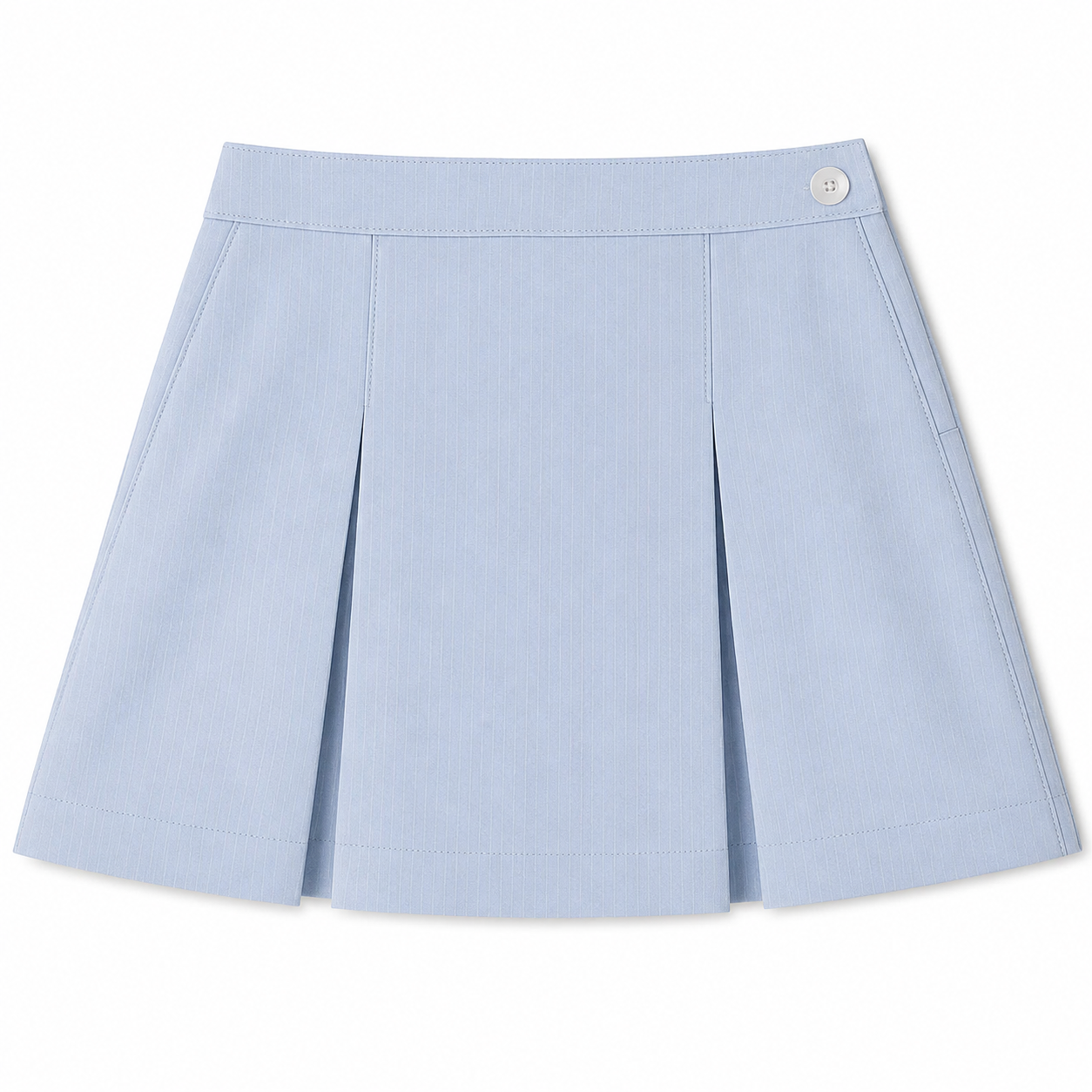 Simple Pleat Skirt - Blue Pinstripe