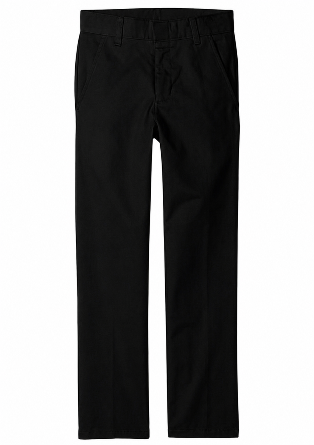Girls Classic Flat Front Chino Pants - Black