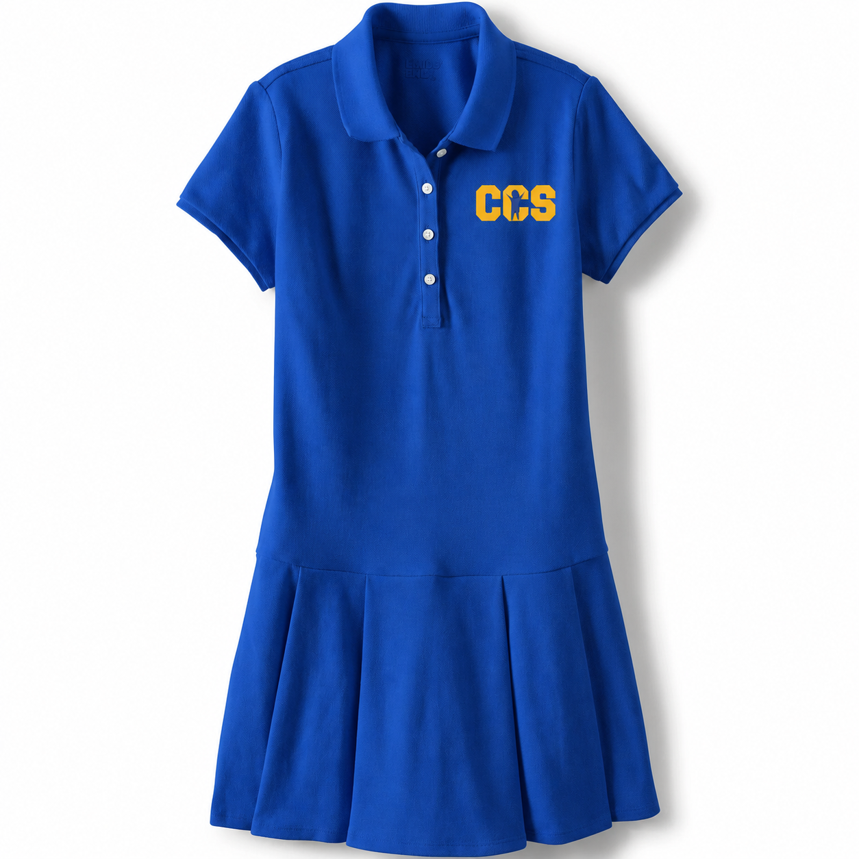 Pleated Polo Dress - With Children's Community School Logo