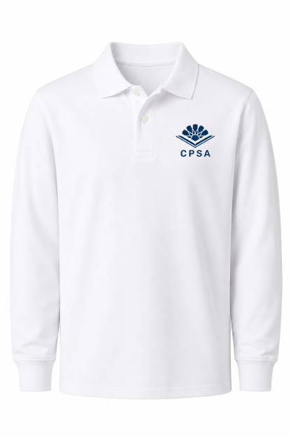 Classic Comfort Long Sleeve Polo (unisex) - White, with CPSA Logo