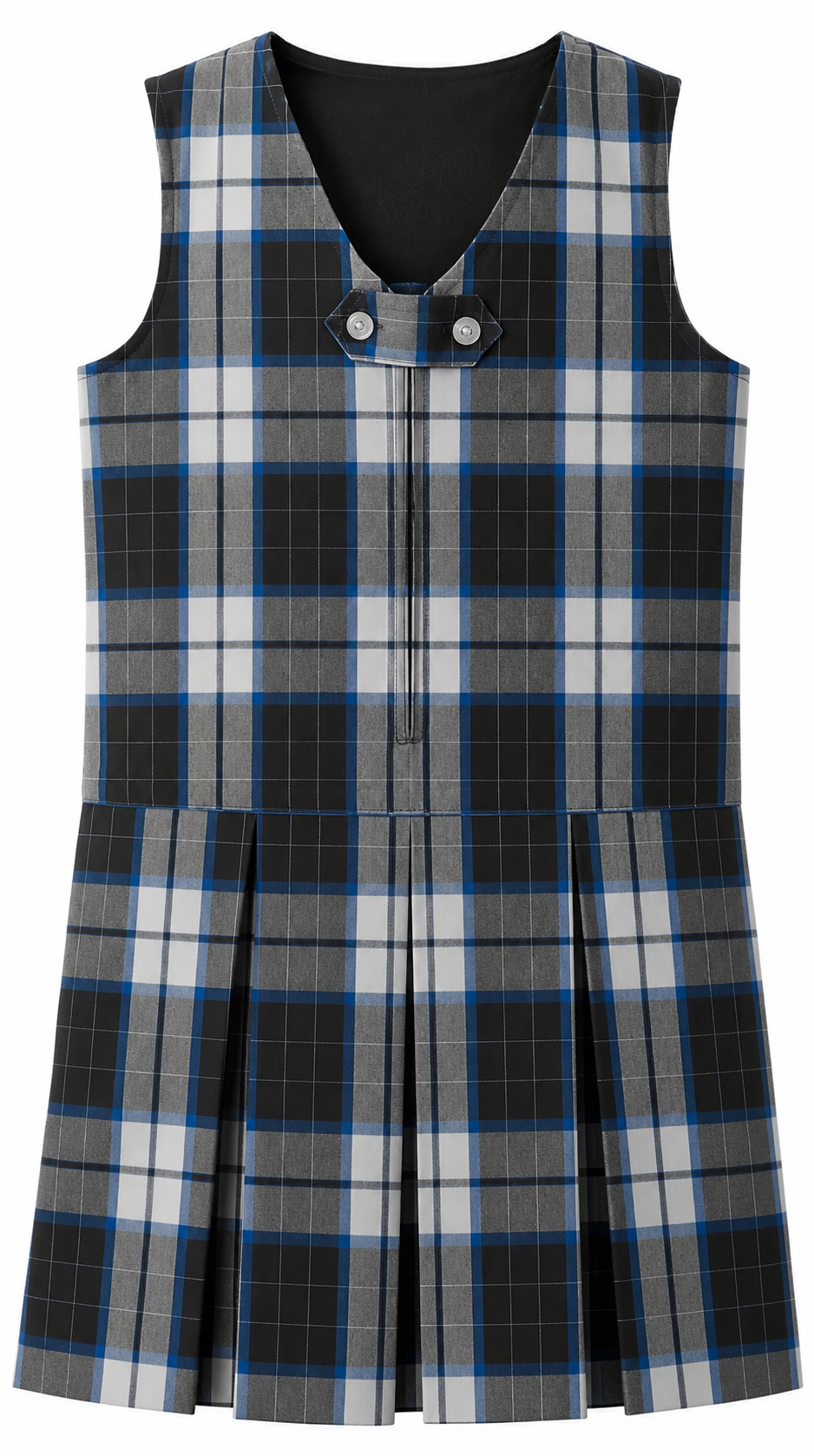 Front Zip Jumper - Blue/Black Plaid
