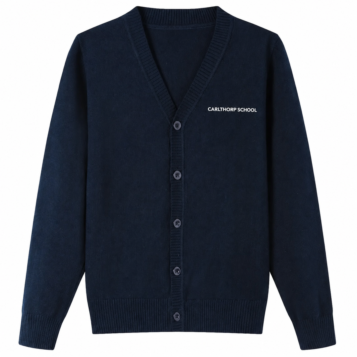 Lux Knit V Neck Cardigan Sweater (unisex) - Navy, Embroidered with JTD