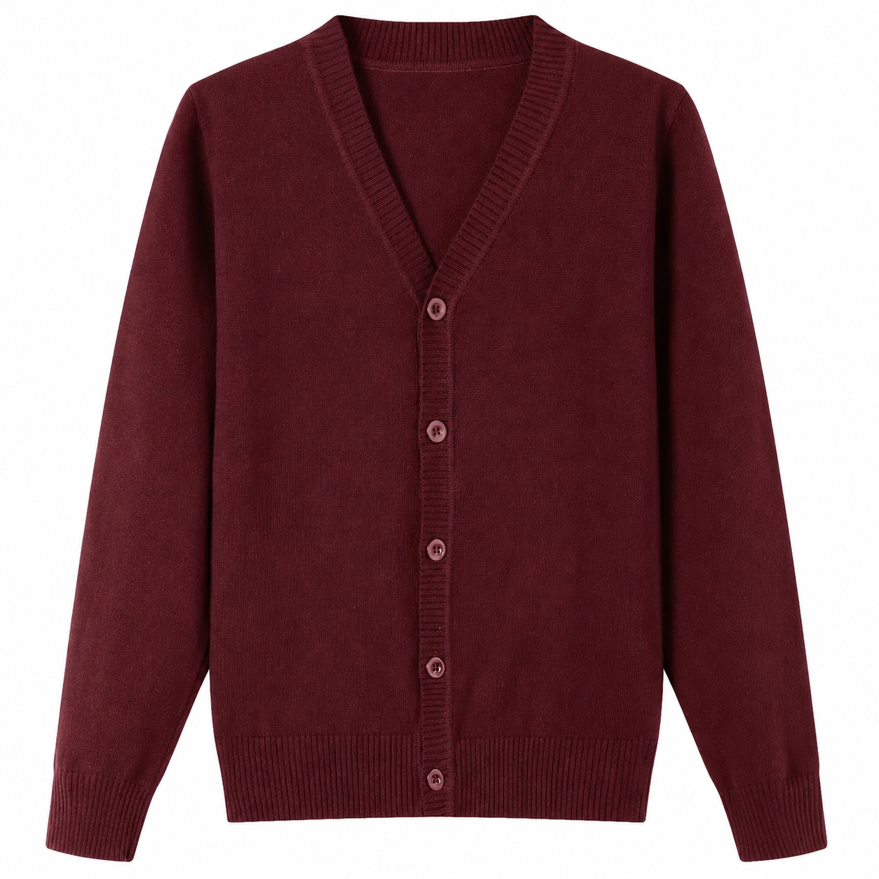 Lux Knit V Neck Cardigan Sweater (unisex) - Maroon