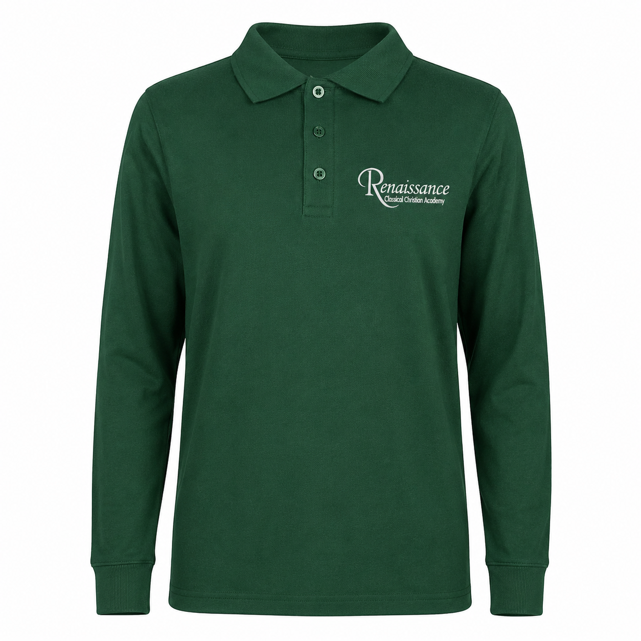Classic Comfort Long Sleeve Polo (unisex) - Green, With RCCA Logo