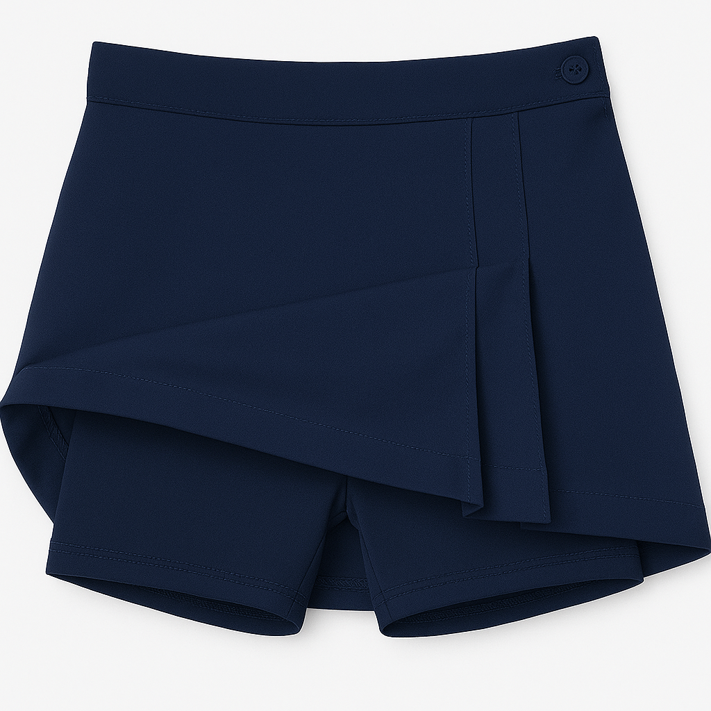 Double Pleat Skort  - Navy