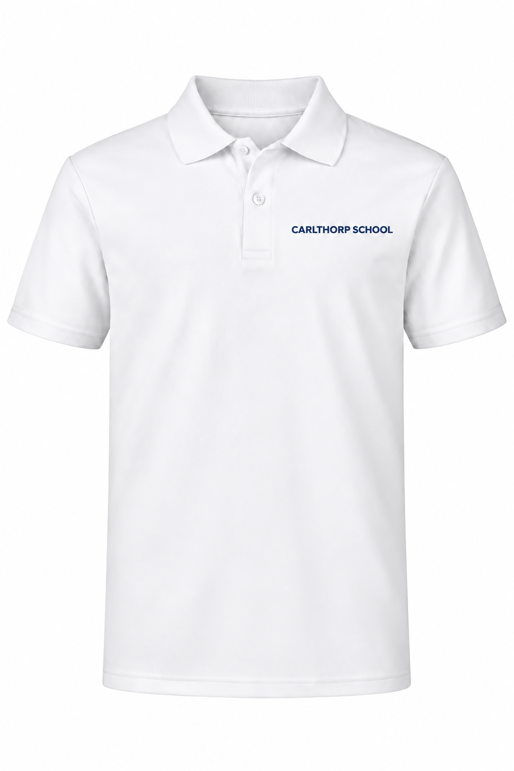 Performance Tech Polo (unisex) - White, with Carlthorp School Logo