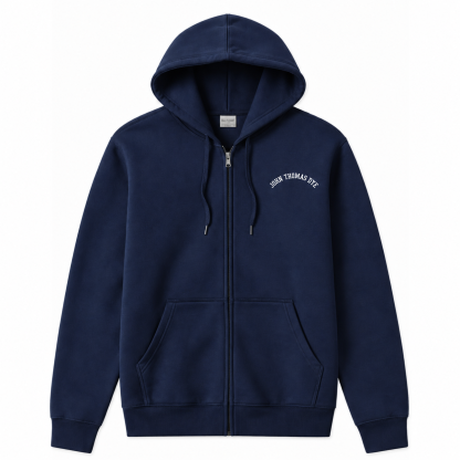Zip Hoodie (unisex) - Navy, Printed with JTD