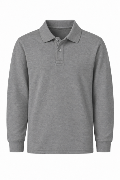 Classic Comfort Long Sleeve Polo - Gray