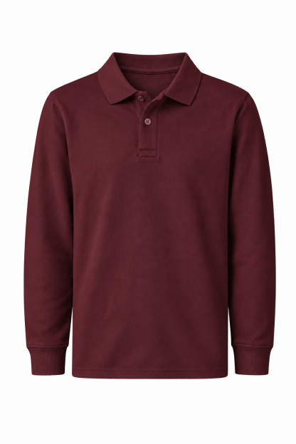 Classic Comfort Long Sleeve Polo - Maroon