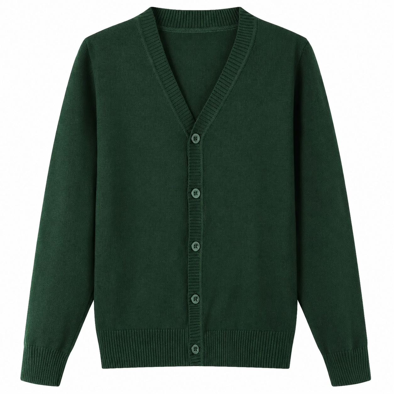 Lux Knit V Neck Cardigan Sweater (unisex) - Forest Green
