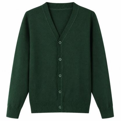 Lux Knit V Neck Cardigan Sweater (unisex) - Forest Green
