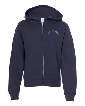 Zip Hoodie (unisex) - Navy, Embroidered with JTD