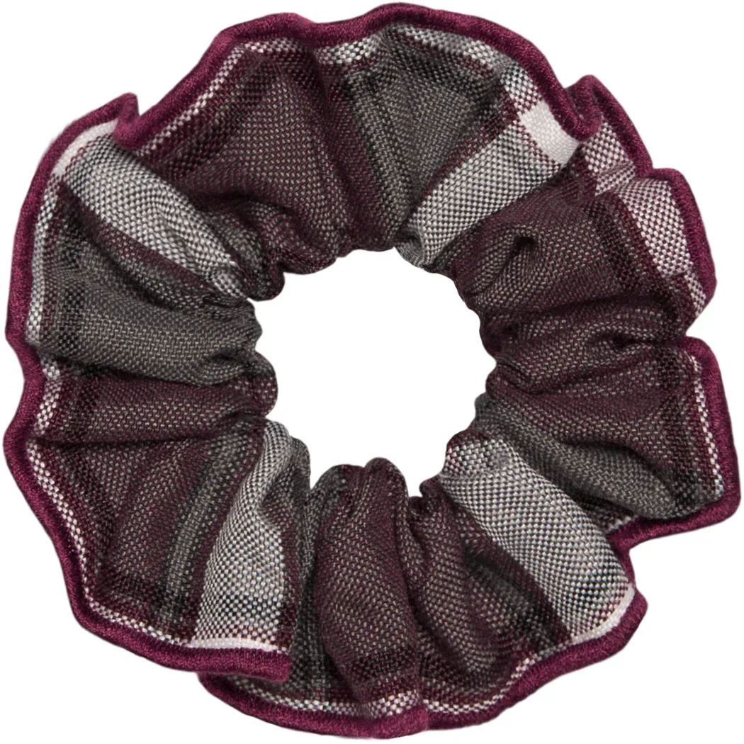 The Crest Hair Scrunchie - Maroon Plaid