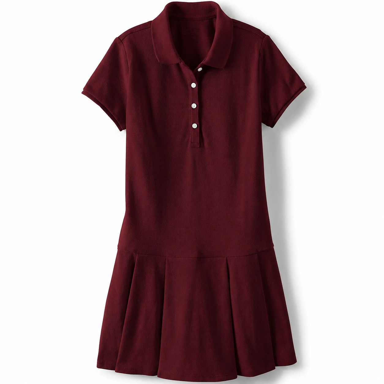 Pleated Polo Dress - Maroon