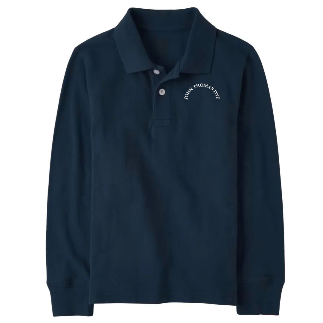 Classic Comfort Long Sleeve Polo (unisex) - Navy, Embroidered with JTD